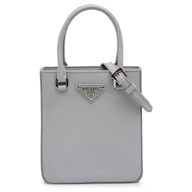 Borsa Tote e Borsa Satchel Prada Small Leather Brushed Grigia