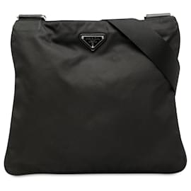 Bolsa transversal com zíper Prada Tessuto preto