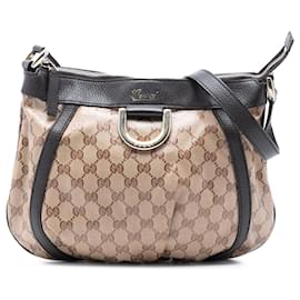 Borsa a tracolla Gucci GG Crystal Abbey D Ring marrone