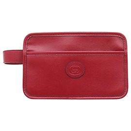 Red Gucci Calfskin Interlocking G Clutch