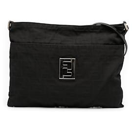 Borsa a tracolla in tela Zucca nera Fendi