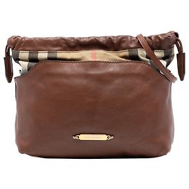 Burberry Little Crush Crossbody-Tasche aus braunem House Check Canvas und Kalbsleder