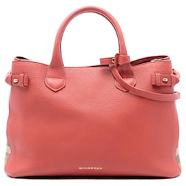Burberry Satchel aus Leder und House Check Canvas in Pink, Größe Medium