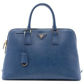 Borsa Prada Large Saffiano Lux Promenade blu