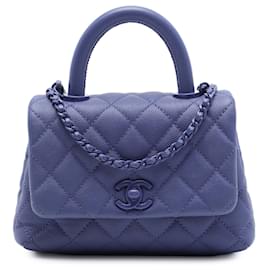 Borsa Chanel Extra Mini Quilted Caviar Incognito Coco Top Handle Satchel Viola