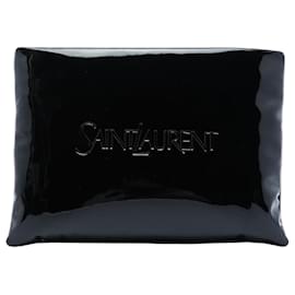 Clutch Large Black Saint Laurent in Vernice Puffy