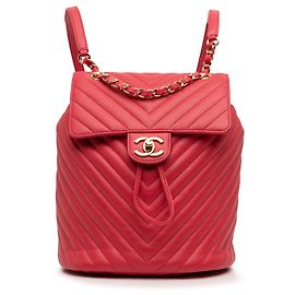 Roter Chanel Urban Spirit Small Chevron Kalbsleder Rucksack