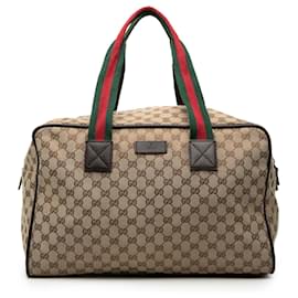 Gucci GG Canvas Web Weekender Tasche Beige