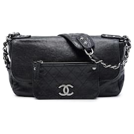 Bolso de hombro Chanel Caviar Pocket In The City Single Flap negro