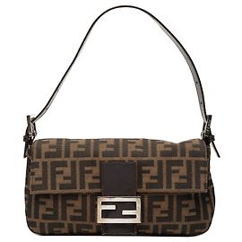 Borsa a tracolla Baguette in tela Zucca marrone Fendi