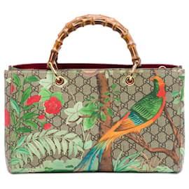 Borsa Shopper Gucci Medium GG Supreme Tian Bamboo beige