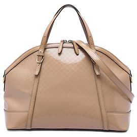 Borsa Satchel a cupola Gucci Large Microguccissima in vernice beige