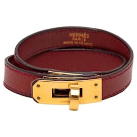 Red Hermès Swift Kelly Double Tour Bracelet