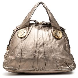 Borsa Hysteria in pelle di vitello metallizzata grande oro Gucci