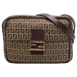 Borsa a tracolla Fendi Zucchino in tela marrone