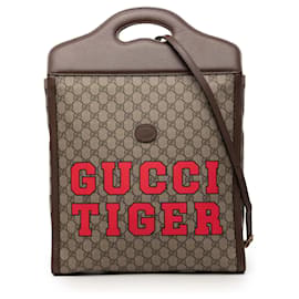Borsa Gucci GG Supreme Web Tiger beige