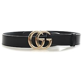 Breiter Gucci GG Marmont Kalbsleder-Gürtel in Schwarz
