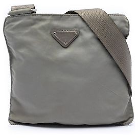 Borsa a tracolla Prada Tessuto con zip grigia