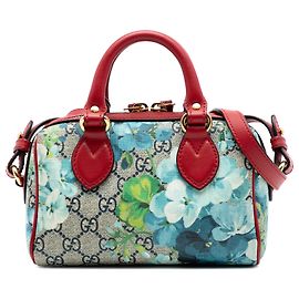 Borsa Boston Gucci Mini GG Supreme Blooms rossa