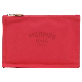 Pochette piatta Red Hermès Toile Bain Yachting PM