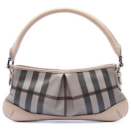 Borsa a tracolla in tela rivestita Burberry Smoke Check grigia