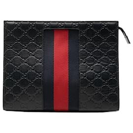 Blaue Gucci Guccissima Web Clutch