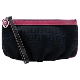 Schwarze Fendi Zucchino Canvas Pouch