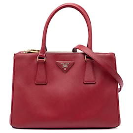 Borsa Satchel Prada Medium Saffiano Lux Galleria Double Zip Rossa