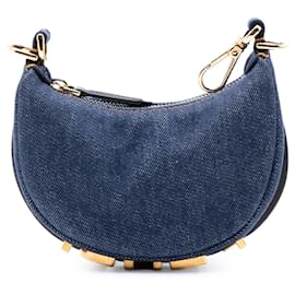 Sac Hobo Fendi Nano Denim Fendigraphy bleu