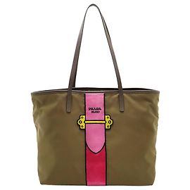 Tote in Tessuto Velluto Ricamo Trompe l'oeil con bordatura Saffiano marrone Prada