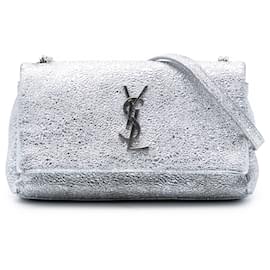 Borsa a tracolla Silver Saint Laurent Toy Metallic Crackled Calfskin Monogram West Hollywood