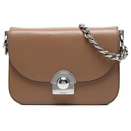 Borsa a tracolla Arcade in pelle glacata Prada marrone