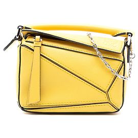 Yellow LOEWE Nano Calfskin Puzzle Satchel