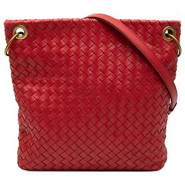 Borsa a tracolla Bottega Veneta Intrecciato in Nappa rossa