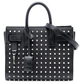 Borsa Satchel Sac de Jour Studded in Grana di Polvere Nero Saint Laurent