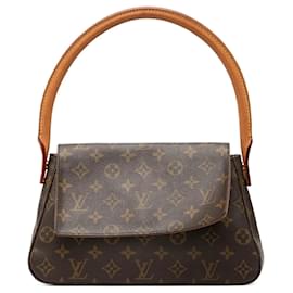 Borsa a tracolla Louis Vuitton Monogram Mini Looping marrone