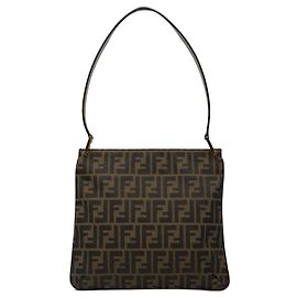Fendi Schultertasche aus braunem Zucca-Canvas