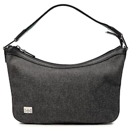 Borsa a tracolla Gucci in denim nero con banda Web
