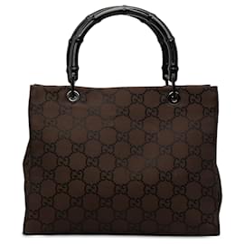 Borsa a tracolla Gucci GG Nylon e Bambù marrone