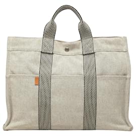Hermès Canvas Fourre Tout MM Tote Bag Grau