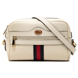 Mini bandolera Gucci Web Ophidia en piel de becerro blanca