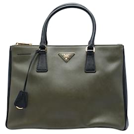 Borsa Prada Medium Bicolor Saffiano Lux Galleria Double Zip marrone
