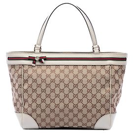 Tote Mayfair em lona GG Canvas Web branco Gucci