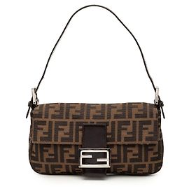 Borsa a tracolla Baguette in tela Zucca marrone Fendi
