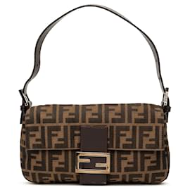 Borsa a tracolla Baguette in tela Zucca marrone Fendi