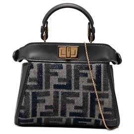 Borsa Fendi Nano Zucca Chenille Peekaboo grigia