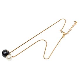 Collana con pendente in perle finte placcato oro Gold Chanel CC