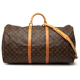 Borsa da viaggio marrone Louis Vuitton Monogram Keepall Bandouliere 60