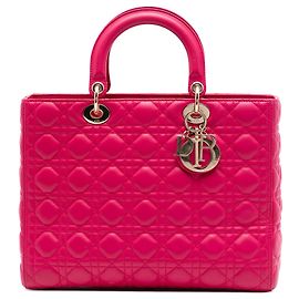 Borsa Lady Dior in agnello cannage rosa, taglia Large