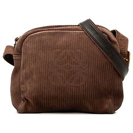 Borsa a tracolla LOEWE in velluto a coste marrone Anagram